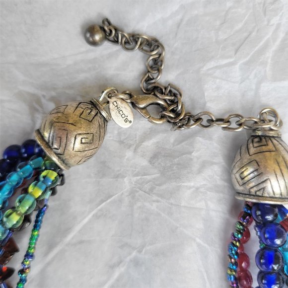 CHICO'S 8 Strand Colorful Beaded Necklace w/ Enhancer - Picture 3 of 5